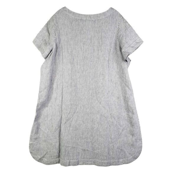 Tahari Dress Women's Plus Size 1X Blue Striped Linen Resort Lagenlook SS New - Picture 3 of 11